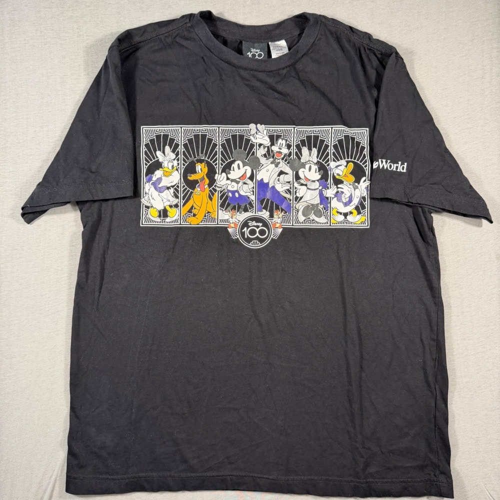 Disney 100th Anniversary Mickey & Friends Walt Disney World Black T-Shirt Medium